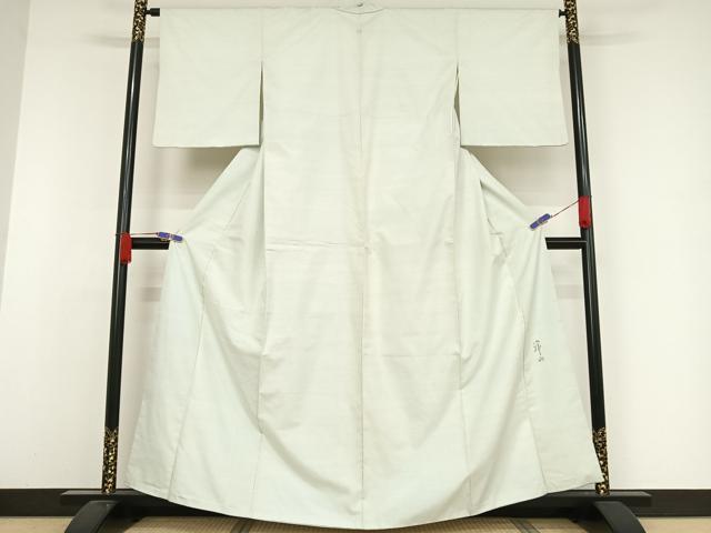 平和屋着物○能州紬 絲藝苑 上島洋山 色無地 白花色