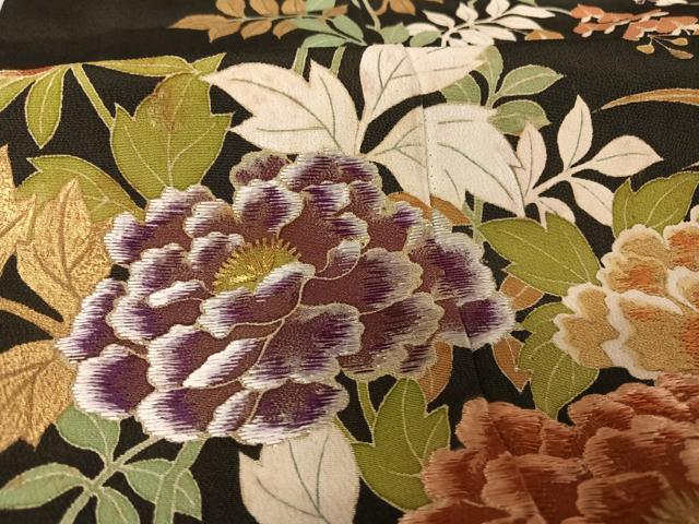 平和屋着物○野口真造 大彦二代目 江戸染繍友 黒