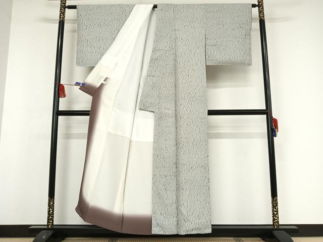 平和屋着物○上質な小紋 杢目絞り 横段文 正絹 逸品 AAAW1849ph