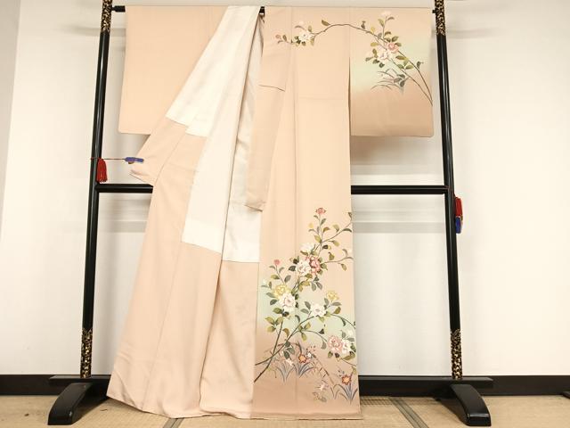 平和屋着物○訪問着 友禅 枝花文 暈し染め 正絹 逸品 DAAW5925ud