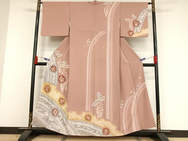 平和屋着物●十日町　名門　滝泰謹製　訪問着　絞り　雪輪花文　金彩　正絹　逸品　AAAW4168np