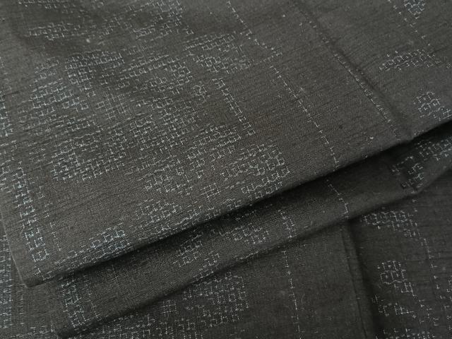 平和屋着物●結城紬　80亀甲　飛び亀甲　花間道　ロング丈　正絹　逸品　AAAW4223np