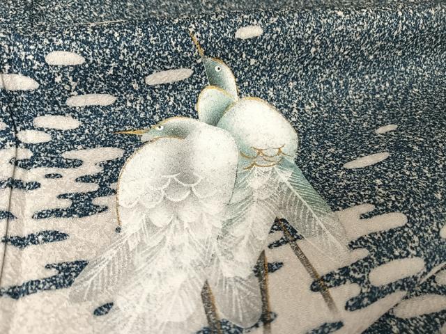平和屋着物○訪問着 手描き 鳥 たたき染め 金彩 さが美扱い 正絹 逸品