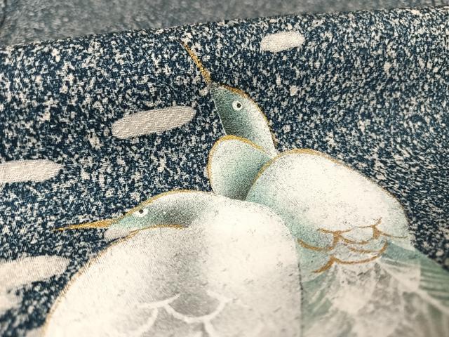 平和屋着物○訪問着 手描き 鳥 たたき染め 金彩 さが美扱い 正絹 逸品