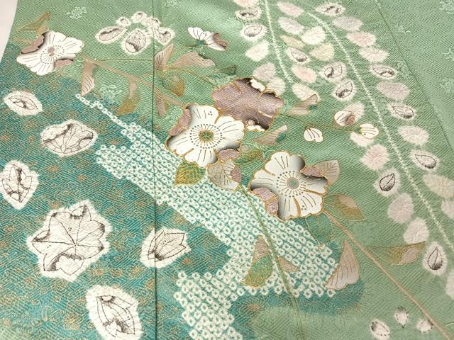 平和屋着物○訪問着 駒刺繡 絞り 辻が花 暈し染め 金糸 金彩 正絹