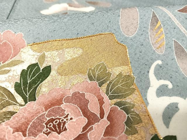 平和屋着物○訪問着 駒刺繍 流水色紙花文 金糸 金彩 正絹 逸品