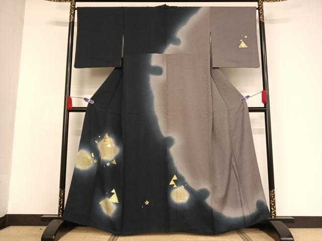 平和屋着物●訪問着　竹屋町刺繍　舞花文　暈し染め　金糸　金彩　正絹　逸品　AAAW4250np