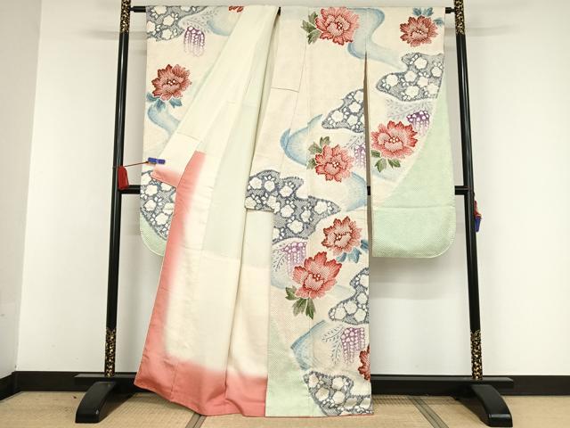 平和屋着物○名門 藤娘きぬたや・総絞り 振袖 流水草花文