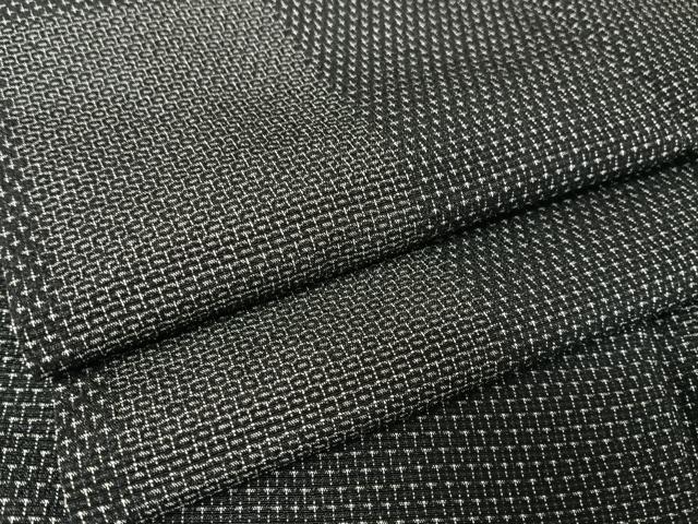 平和屋着物●本塩沢　110亀甲　変わり市松文　黒地　正絹　逸品　未使用　AAAW4258np