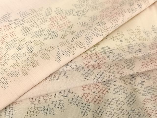 平和屋着物●結城紬　草花文　正絹　逸品　AAAW4264np