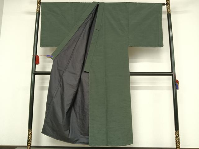 平和屋着物●男性　紬　色無地　錆鉄納戸色　正絹　逸品　未使用　AAAW4287np 平和屋着物○男性 紬 色無地 錆鉄納戸色 正絹 逸品 未使用