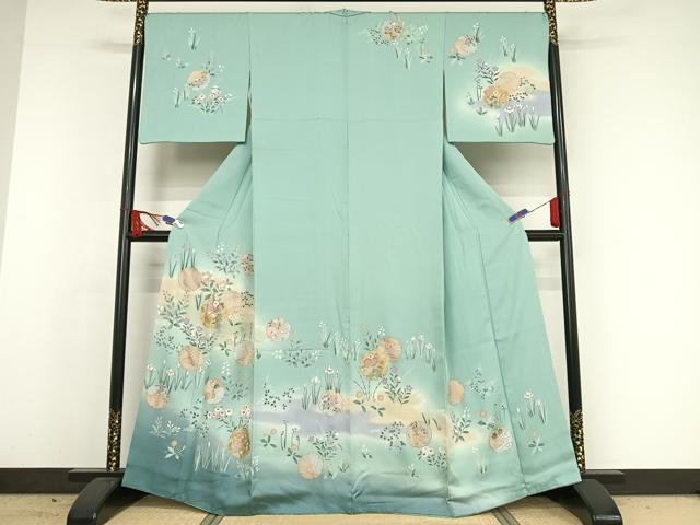 平和屋着物●訪問着　雪輪草花文　暈し染め　金彩　正絹　逸品　AAAW4300np