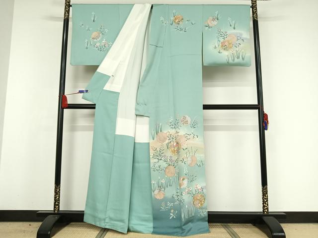 平和屋着物○訪問着 雪輪草花文 暈し染め 金彩 正絹 逸品 AAAW4300np