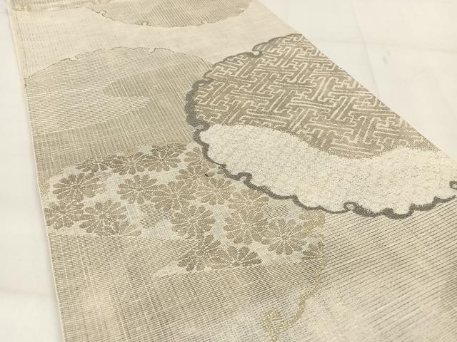 平和屋着物▽六通柄袋帯　雪輪花文　金銀糸　スリーシーズン　春夏秋　正絹　逸品　AAAW4310np 平和屋着物▽六通柄袋帯 雪輪花文 金銀糸 スリーシーズン 春