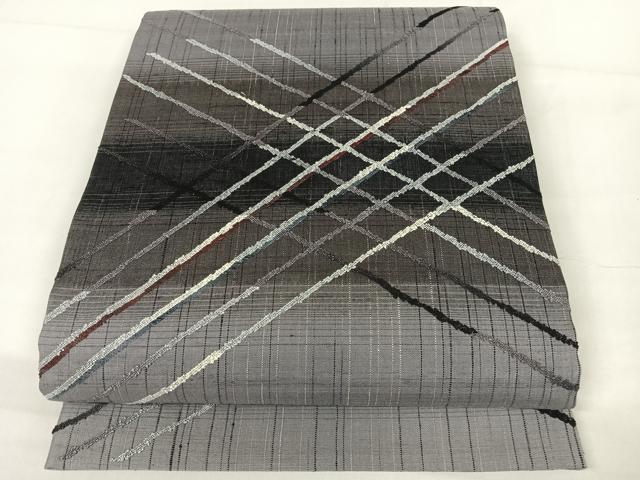 平和屋着物●太鼓柄袋帯　幾何学文様　反端付き　正絹　逸品　AAAW4313np