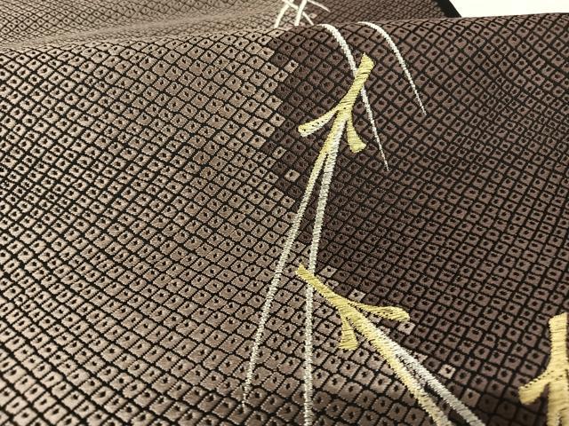 平和屋着物●六通柄袋帯　松葉　黒地　金銀糸　正絹　逸品　AAAW4319np 平和屋着物○六通柄袋帯 松葉 黒地 金銀糸 正絹 逸品 AAAW4319np