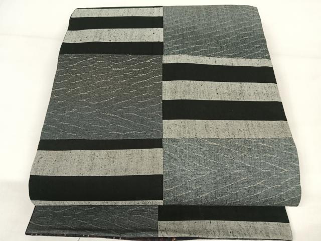 平和屋着物●両面全通柄袋帯　積む維持　市松　切嵌　正絹　逸品　未使用　AAAW4324np