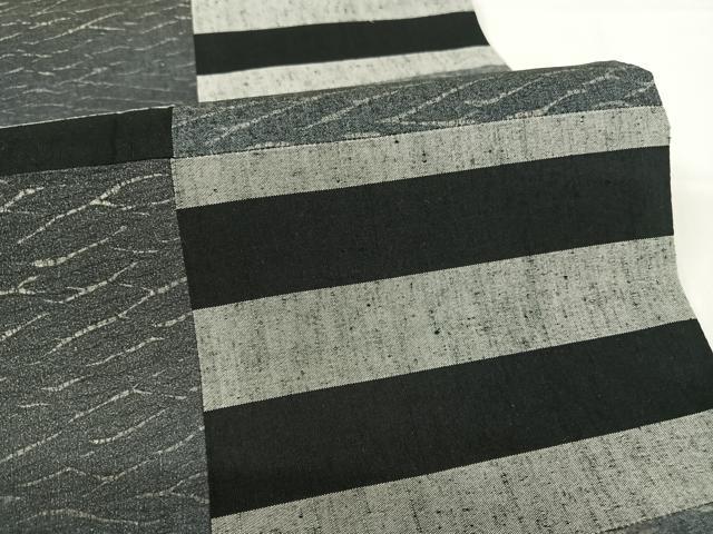 平和屋着物○両面全通柄袋帯 積む維持 市松 切嵌 正絹 逸品