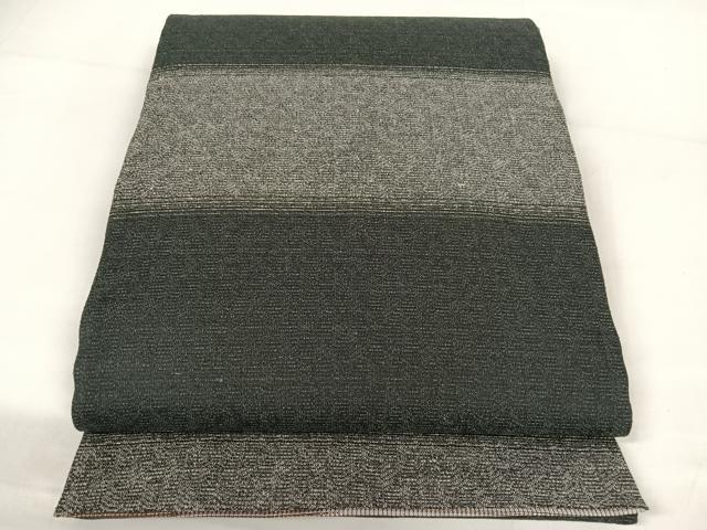 平和屋着物○両面六通柄袋帯 霞文 縞 金糸 さが美扱い 正絹