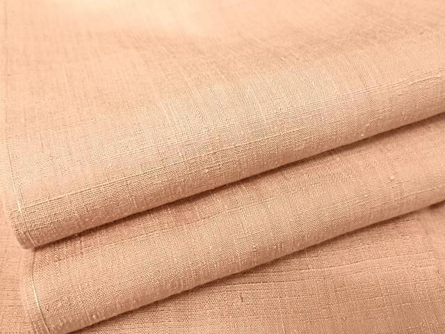 平和屋着物●本場結城紬　重要無形文化財　色無地　紅梅色　正絹　逸品　未使用　AAAW4344np