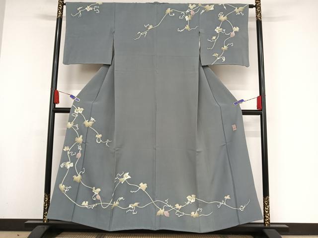 平和屋着物●本加賀友禅作家　由水煌人　訪問着　カラスウリ　正絹　逸品　AAAW4369np