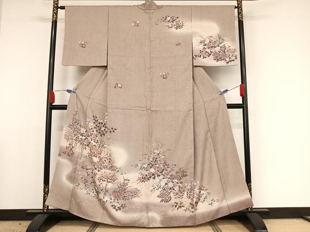 平和屋着物●訪問着　ふくれ織　草花文　暈し染め　正絹　逸品　AAAW4379np