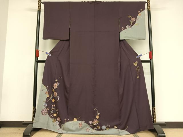 平和屋着物●螺鈿工芸作家　佐野正喜　訪問着　更紗花文　金彩　正絹　逸品　AAAW4383np