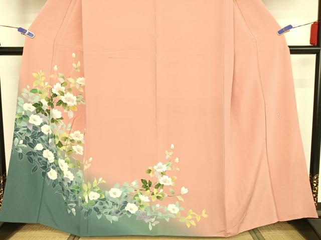 平和屋着物○十日町友禅 女流作家 遠田藤舟 訪問着 枝花文