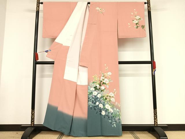 平和屋着物○十日町友禅 女流作家 遠田藤舟 訪問着 草花文 正絹