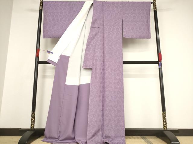 平和屋着物●銀座世きね　お召　花唐草地紋　竜胆色　正絹　逸品　未使用　AAAW5214br 平和屋着物○銀座世きね お召 花唐草地紋 竜胆色 正絹 逸品