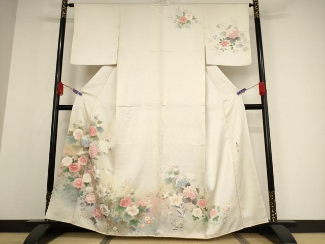 平和屋着物●京友禅の第一人者　松井青々　訪問着　草花文　暈し染め　金彩　正絹　逸品　AAAW5237br