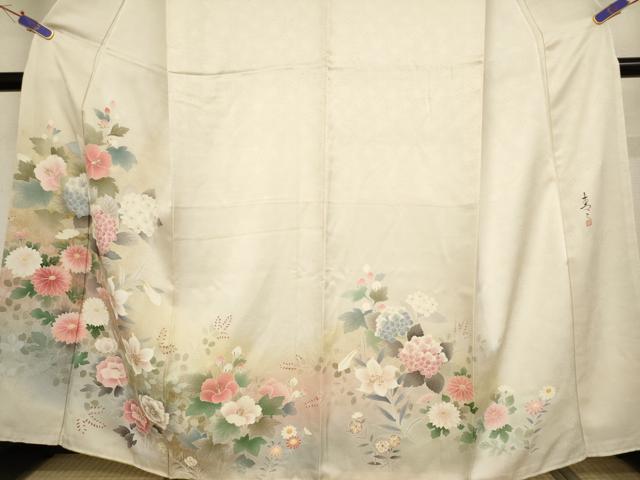 平和屋着物●京友禅の第一人者　松井青々　訪問着　草花文　暈し染め　金彩　正絹　逸品　AAAW5237br 平和屋着物○京友禅の第一人者 松井青々 訪問着 草花