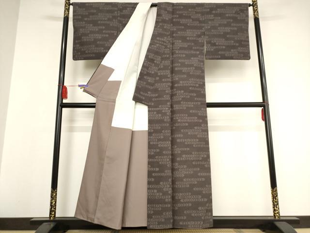 平和屋着物○結城紬 100亀甲 飛び亀甲 雪輪花文 正絹 逸品 CAAU1999yc