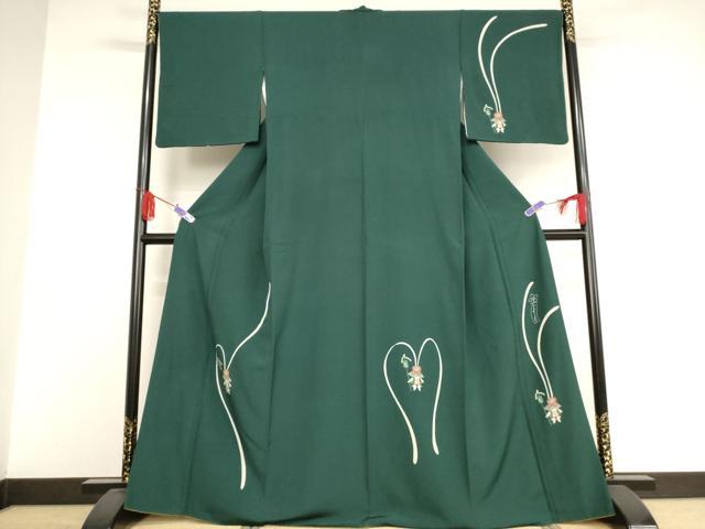 辻村ジュサブロー　うさぎ　付下げ 辻村ジュサブロー こげ茶 花うさぎ 付下げ 訪問着