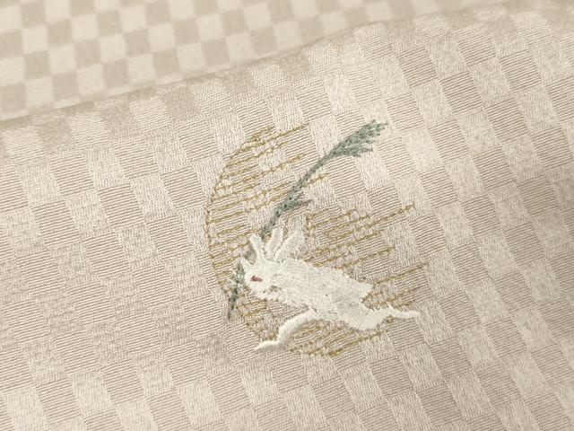 平和屋着物○上質な小紋 刺繍 月兎 鳥獣戯画 金銀糸 正絹 逸品