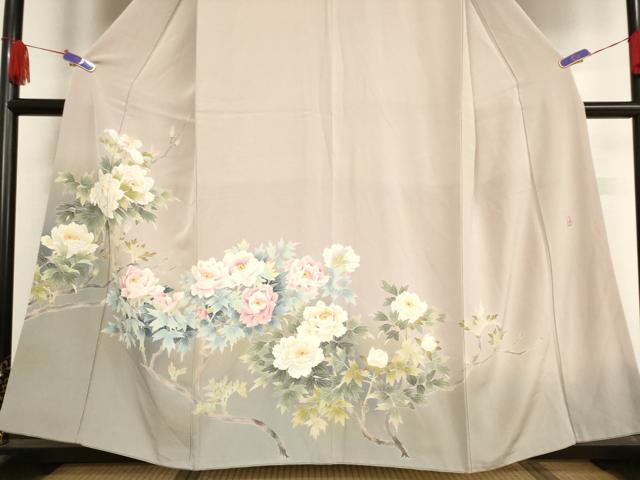 平和屋着物○十日町友禅作家 岡村蒼風 訪問着 牡丹文 暈し