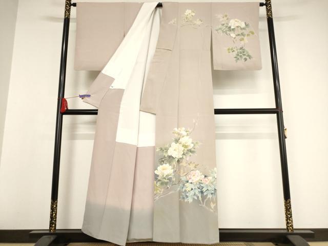 平和屋着物○十日町友禅作家 岡村蒼風 訪問着 草花文 暈し