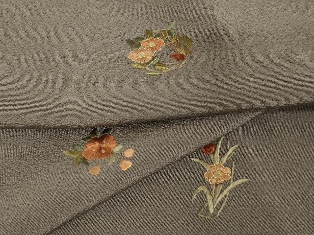 平和屋着物●上質な小紋　刺繍　舞花文　金糸　正絹　逸品　AAAW5315br