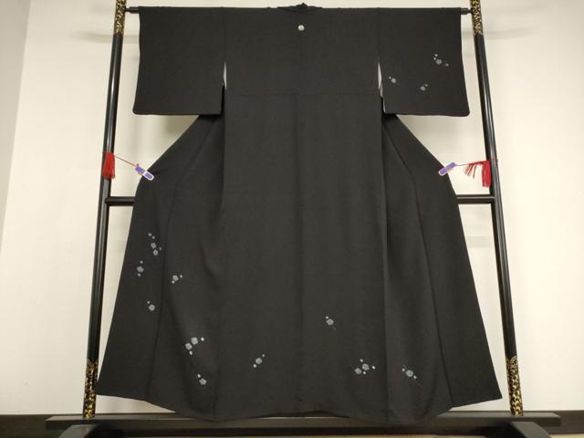 平和屋着物○絞り染色作家 藤井浩 訪問着 絞り 枝梅文 黒地