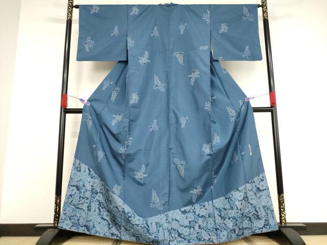 本場縞大島紬 南美工房 絞り辻が花 付下げ訪問着 共八掛 証紙 イ5846 本場縞大島紬 南美工房 絞り辻が花 付下げ訪問着 共八掛 証紙 イ