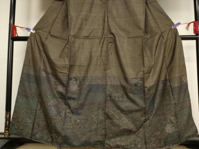 平和屋着物○本場大島紬 訪問着 カタス9マルキ 横段吉祥文 正絹