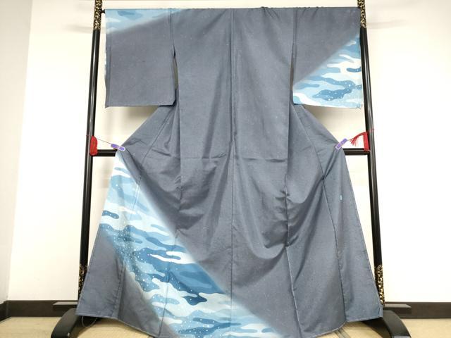 平和屋着物●本場染大島紬　訪問着　作家物　霞文　暈し染め　仮絵羽　正絹　逸品　未使用　AAAW5341br