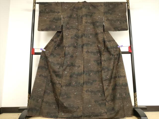 平和屋着物○上質な紬 枝葉文 正絹 逸品 未使用 AAAW5347br