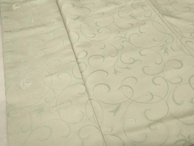 平和屋着物○お召 花唐草文 通し胴裏 青磁鼠色 正絹 逸品 AAAW5356br