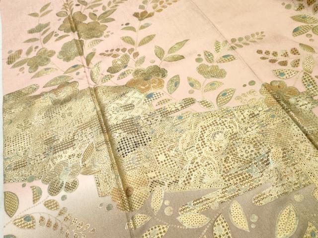平和屋着物○訪問着 枝花文 暈し染め 金彩 正絹 逸品 AAAW5888cs
