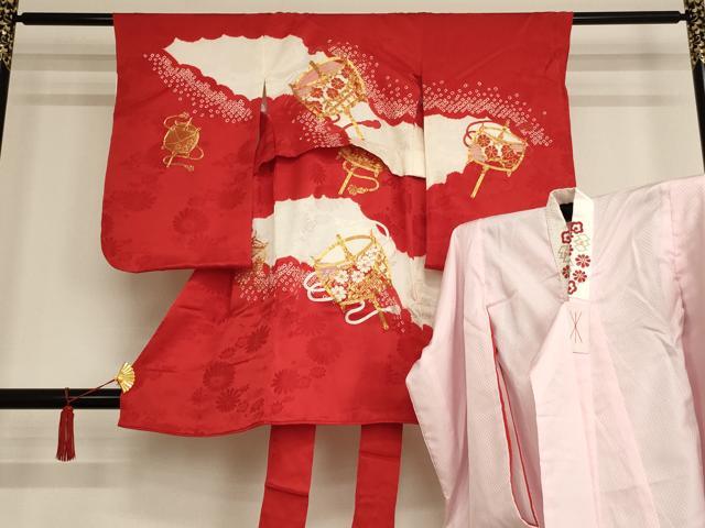 正絹 七五三 高級 四つ身 祝い着 着物 総絞り 疋田 鹿の子 刺繍 帯