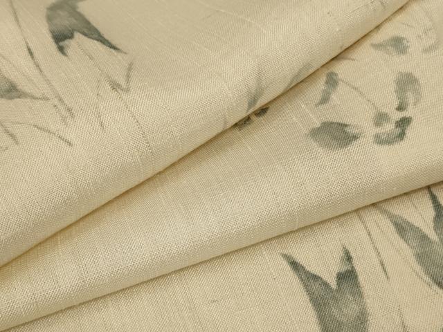 平和屋着物▽上質な小紋　単衣　紬地　草花文　正絹　逸品　AAAW7245jd