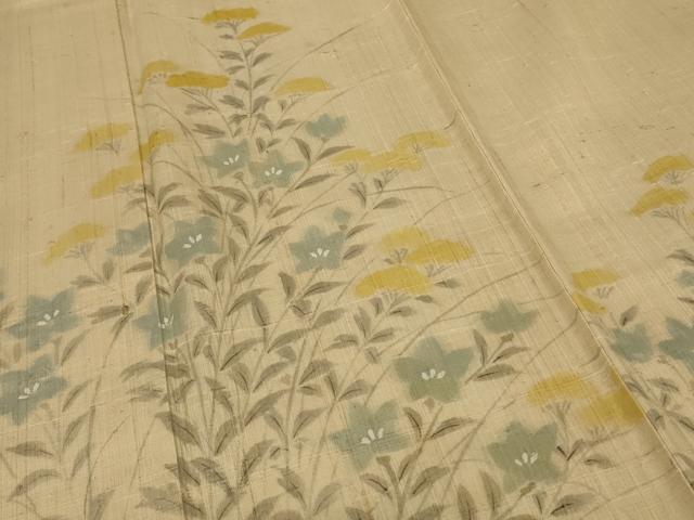平和屋着物▽染織の名門 しょうざん 生紬 訪問着 単衣 手描き 草花