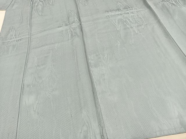 平和屋着物▽上質な色無地 単衣 杢目地紋 水色 正絹 逸品