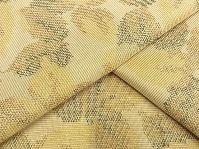 平和屋着物▽上質な紬　単衣　葉尽くし　正絹　逸品　AAAW7572fy